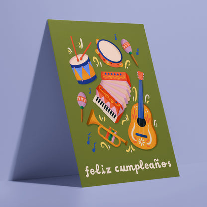 Feliz Cumpleaños Instruments - Spanish Birthday Card