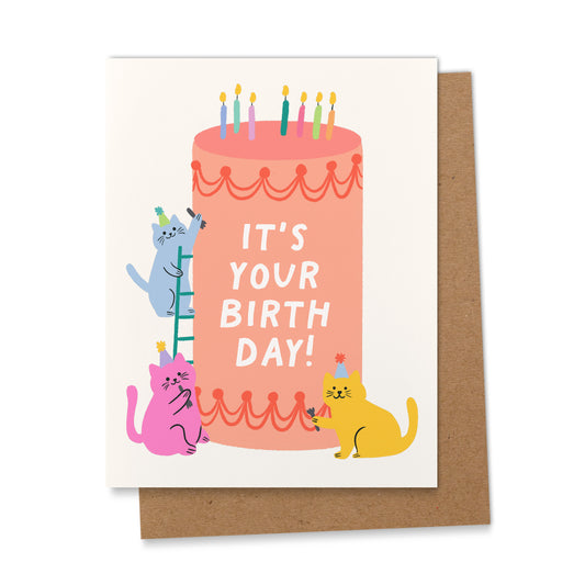 Colorful Cat Birthday Greeting Card