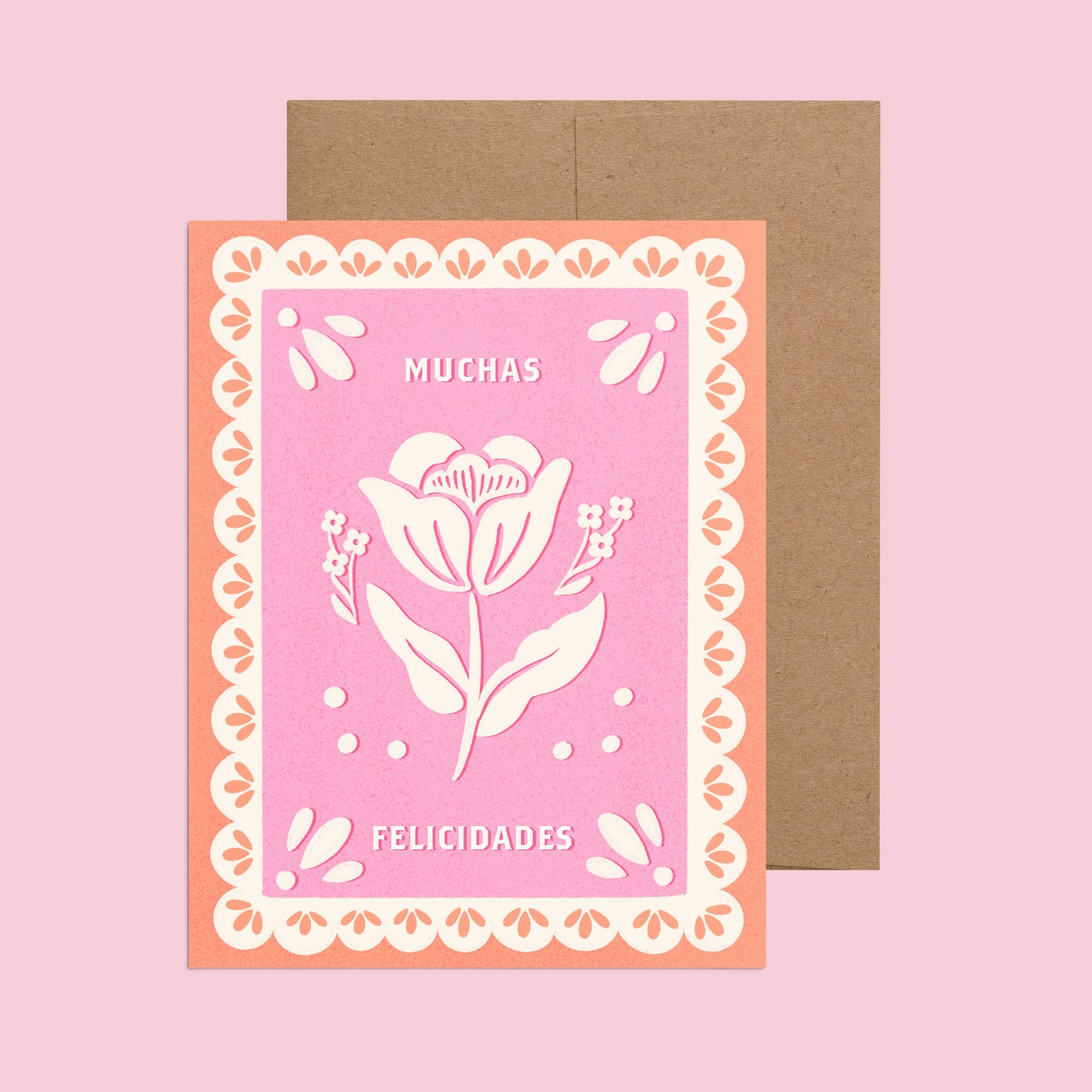 Muchas Felicidades - Pink - Papel Picado - Greeting Card