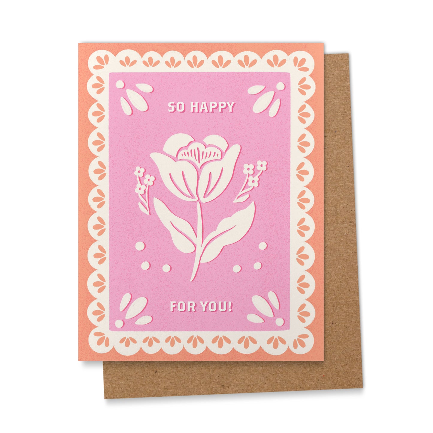 So Happy For You - Pink - Papel Picado - Greeting Card