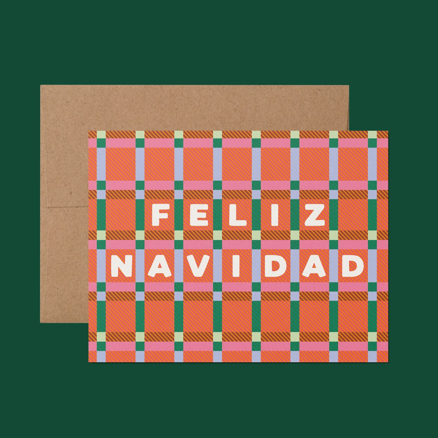 Feliz Navidad Plaid Spanish Christmas Greeting Card