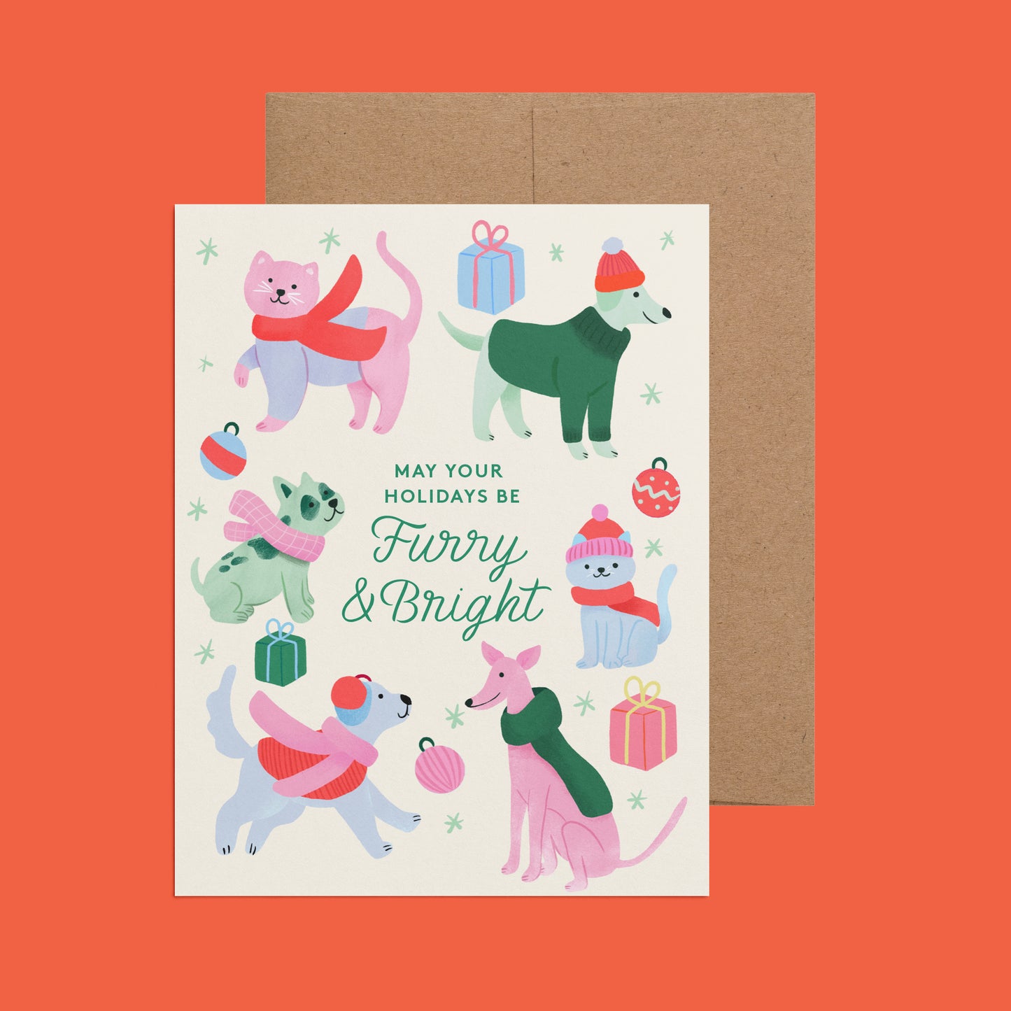 Furry & Bright Dog Holiday Greeting Card