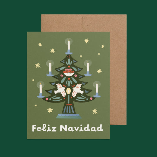 Tree of Life Feliz Navidad Greeting Card