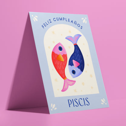 Piscis Spanish Zodiac Birthday Card