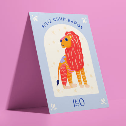 Leo Spanish Zodiac Birthday Card