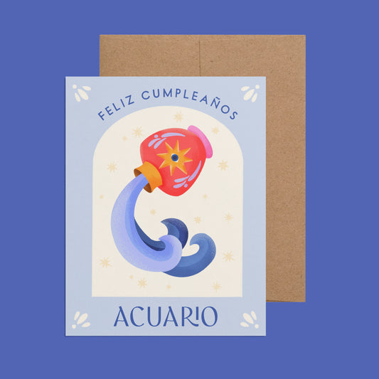 Acuario Spanish Zodiac Birthday Card