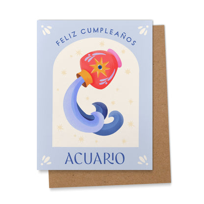 Acuario Spanish Zodiac Birthday Card