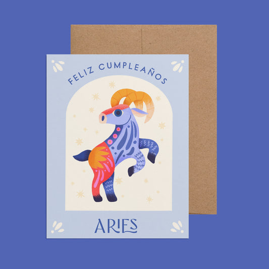 Aries Spanish Zodiac Birthday Card