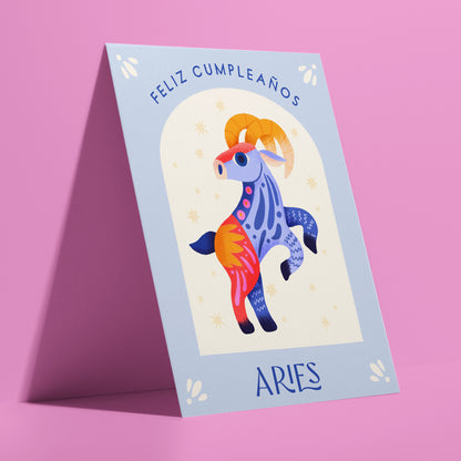 Aries Spanish Zodiac Birthday Card