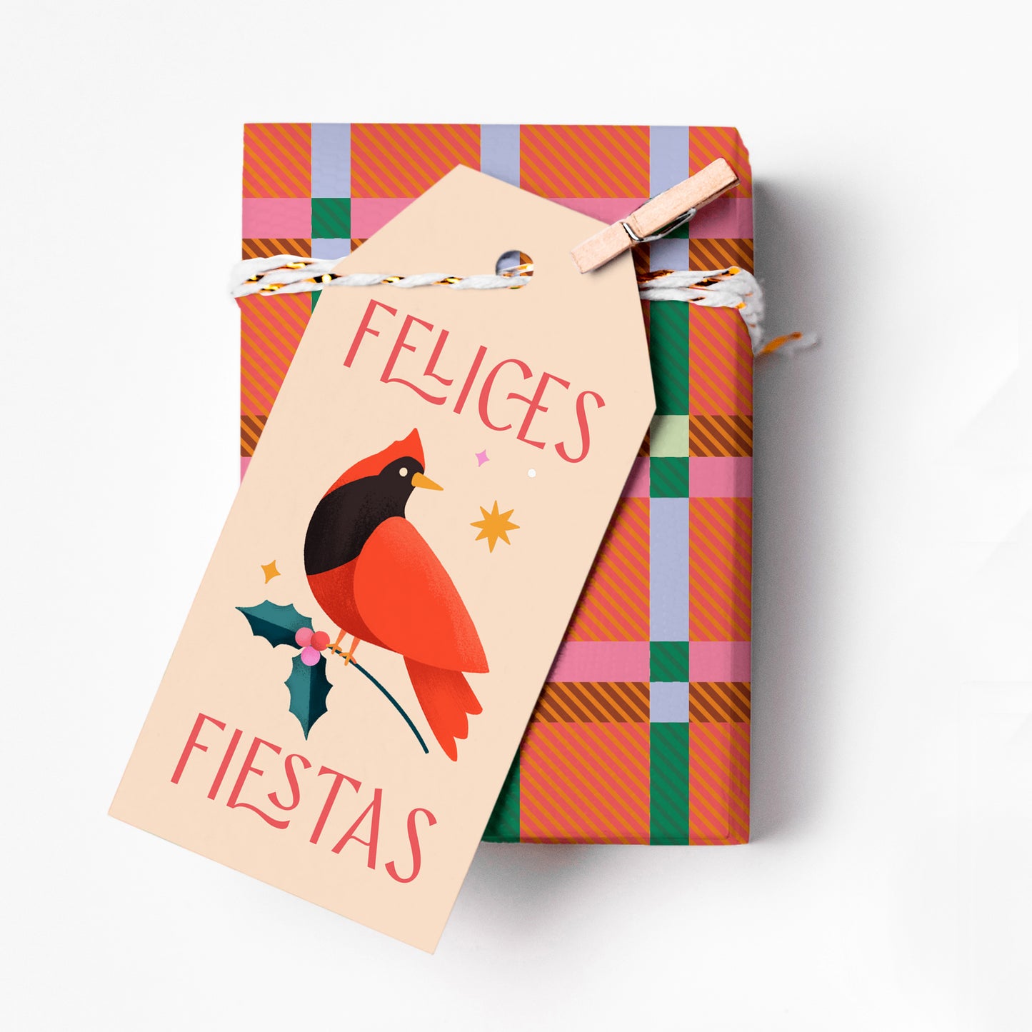 Felices Fiestas Cardinal Gift Tag