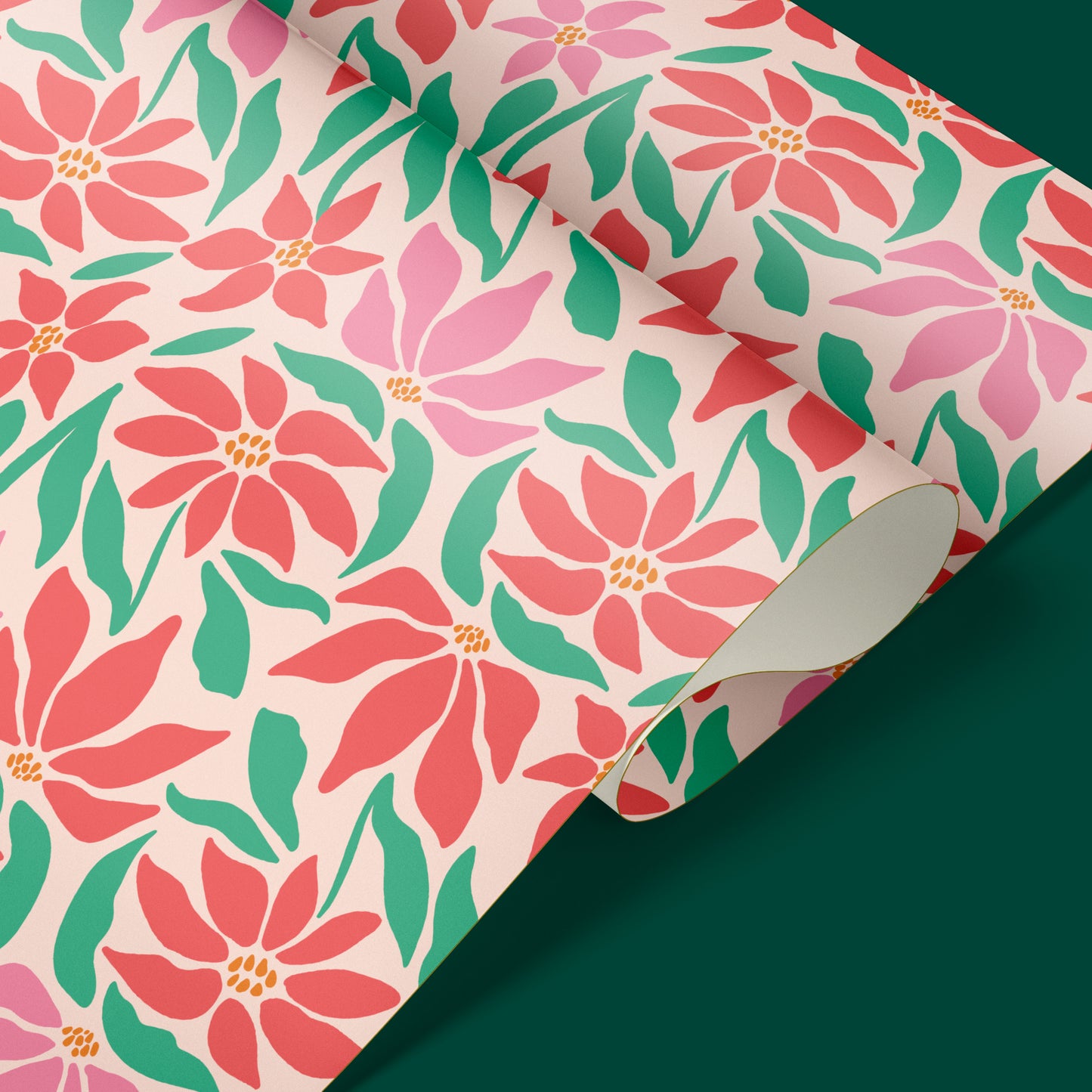 Poinsettias Holiday Gift Wrap