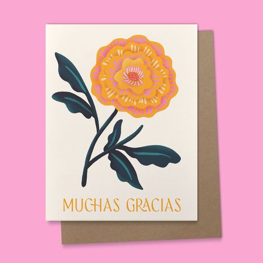 Muchas Gracias Marigold Greeting Card